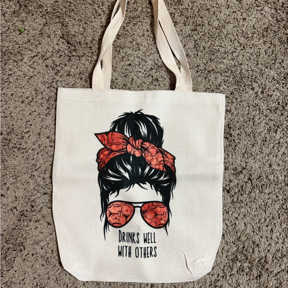 Stylish Cream Tote Bag with Fun Graphic